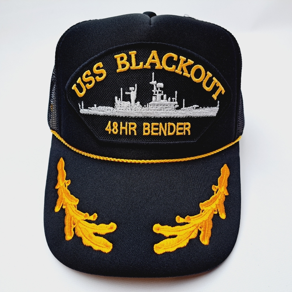 USS BLACKOUT embroidered patch foam trucker mesh snapback hat black